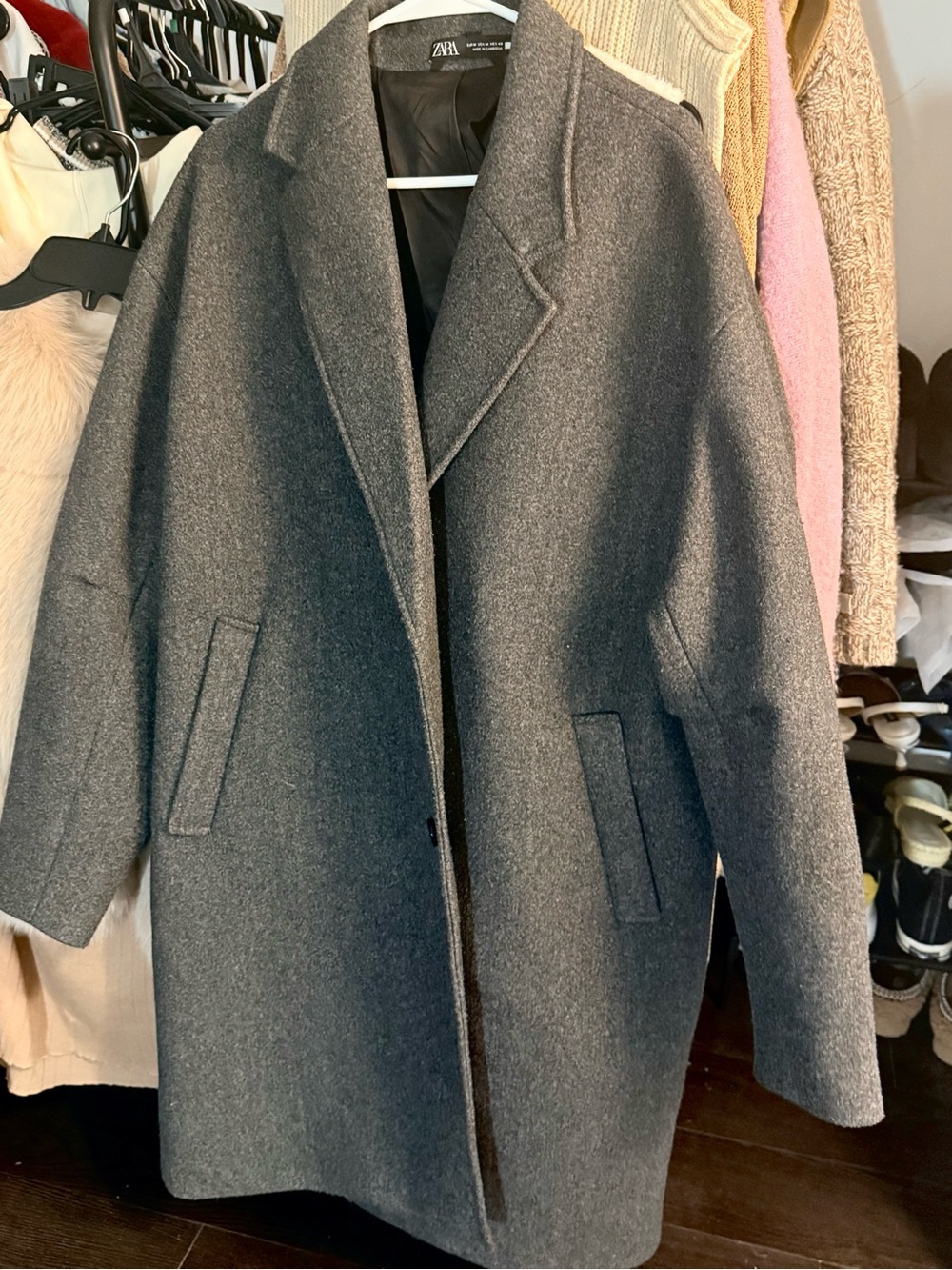 Zara Dark Charcoal Wool-Blend Coat